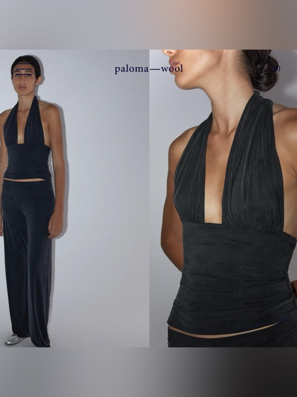 Paloma wool halter cupro top in black. Size Xs